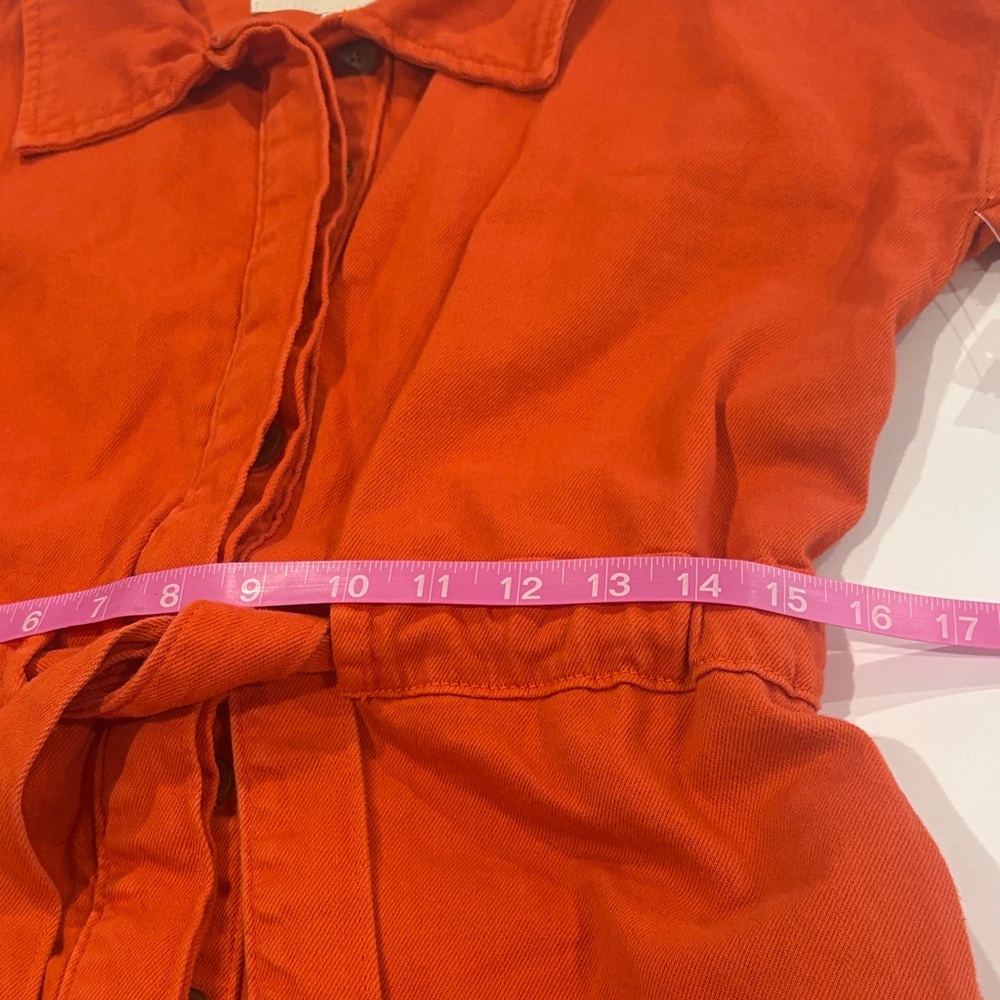 Anthropologie Pilcro Women's Orange Button-Up Belted utility romper Small NEW - Picture 12 of 12